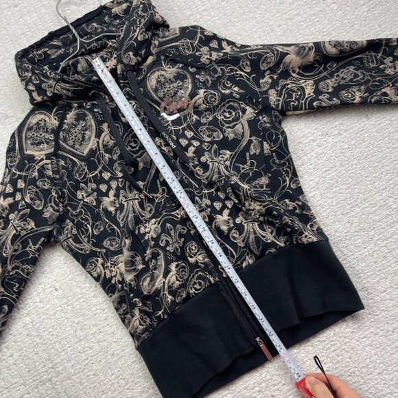 Y2K 90s Women's L Red by Marc Ecko Graphic Logo Hoodie Goth Emo Skull Rose AOP - Picture 9 of 15